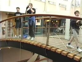 Julian takes a photo from the high point in the Galleriet Shopping Centre, Bergen